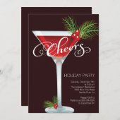 レトロの休日のカクテルのパーティの招待状 招待状 (正面/裏面)