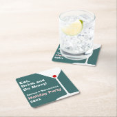 レトロの休日のカクテルパーティーのコースター-暗いティール（緑がかった色） スクエアペーパーコースター (インサイチュ)