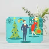 レトロの休日の漫画のカップルのパーティの招待状 招待状 (スタンド正面)