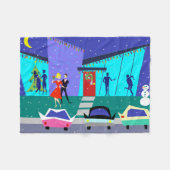レトロの休日の漫画のクリスマスのフリースブランケット フリースブランケット (正面(横))