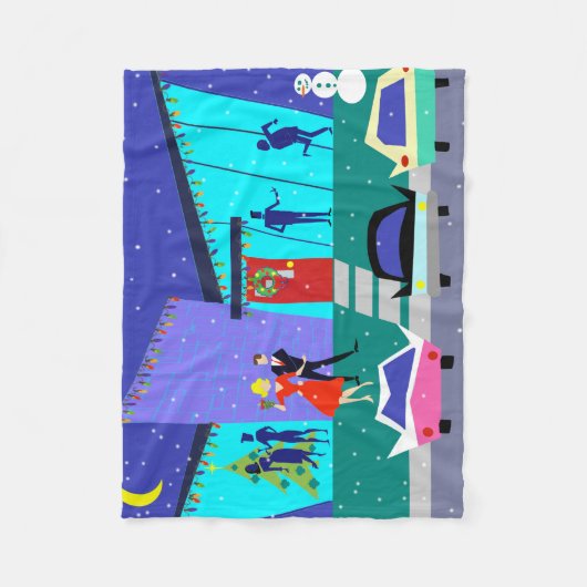 レトロの休日の漫画のクリスマスのフリースブランケット フリースブランケット (正面)