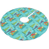 レトロの休日の漫画のクリスマスツリーのスカート ブラッシュドポリエステルツリースカート (アングル)