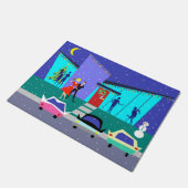 レトロの休日の漫画のパーティーのクリスマスのドア・マット ドアマット (アングル)