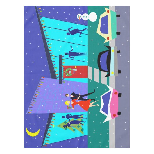 レトロの休日の漫画のパーティーのテーブルクロス テーブルクロス (正面)