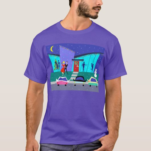 レトロの休日の漫画のパーティーのTシャツ Tシャツ (正面)
