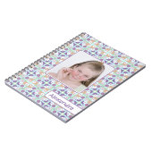 レトロの傾向の幾何学的な女の子の写真テンプレート ノートブック (左側)