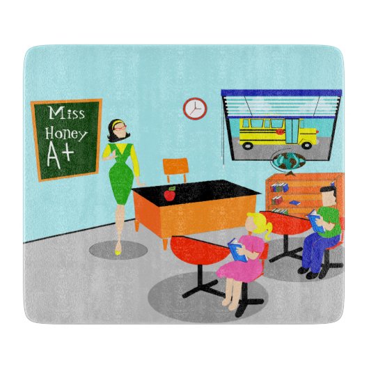 レトロの先生のまな板 カッティングボード (正面)