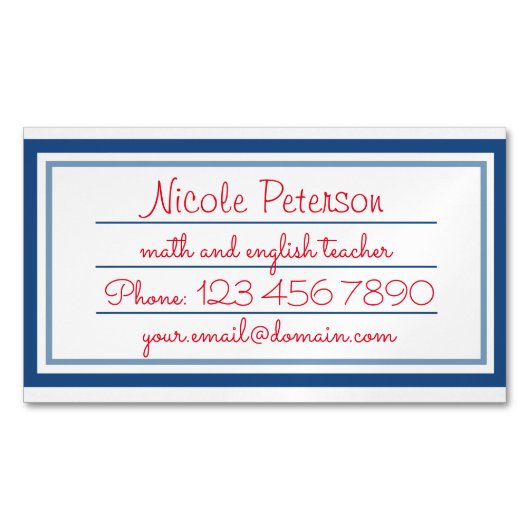 レトロの先生のマグネティック・カード マグネット名刺 (正面)