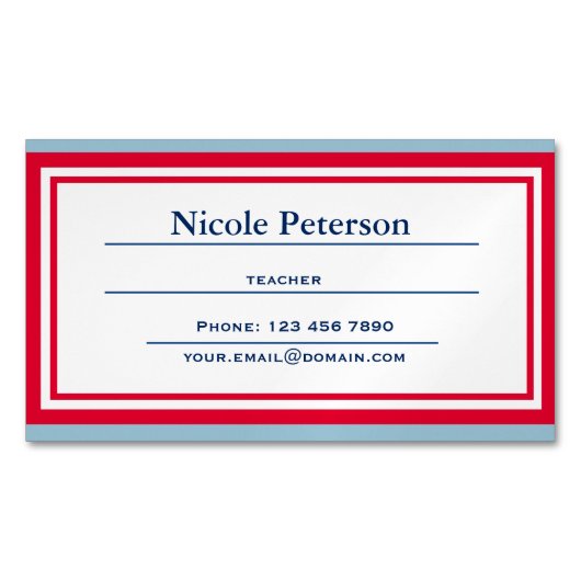 レトロの先生のマグネティック・カード マグネット名刺 (正面)