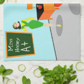 レトロの先生の台所タオル キッチンタオル (折り畳み)