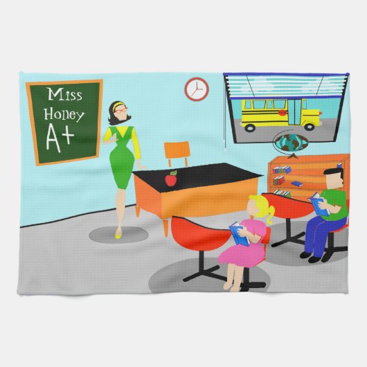 レトロの先生の台所タオル キッチンタオル (横)