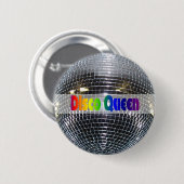 レトロの光沢がある銀製の鏡のディスコの球のディスコの女王 缶バッジ (正面&裏面)