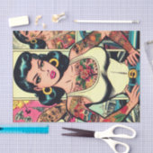 レトロの入れ墨のピンアップ漫画 薄葉紙 (クラフト)