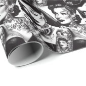 レトロの入れ墨のピンアップ ラッピングペーパー (ロールコーナー)