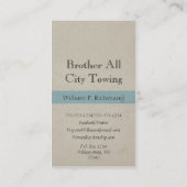 レトロの円が付いているヴィンテージのレッカー車の青 名刺 (裏面)