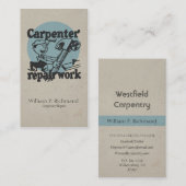 レトロの円が付いているヴィンテージの大工仕事修理青 名刺 (正面/裏面)