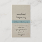 レトロの円が付いているヴィンテージの大工仕事修理青 名刺 (裏面)