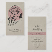 レトロの円とのヴィンテージのナースのピンク 名刺 (正面/裏面)