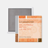 レトロの円のブロックのオレンジの保存日付の磁石 マグネット (正面/裏面)