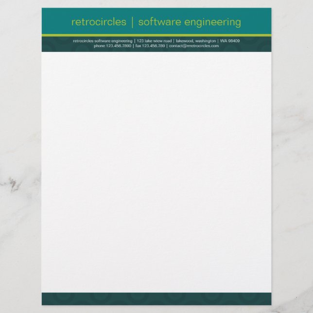 レトロの円の緑及びティール（緑がかった色）ビジネスレターヘッド レターヘッド (正面)