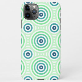 レトロの円形ジオメトリパターン（緑と青） iPhone 11Pro MAXケース