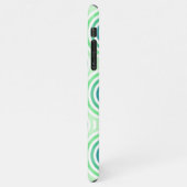 レトロの円形ジオメトリパターン（緑と青） iPhoneケース (左側)