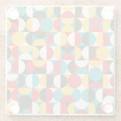 レトロの円：カラフルヒップスターのパターン。 ガラスコースター (裏面)