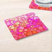 レトロの円 スクエアペーパーコースター (アングル)