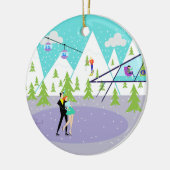 レトロの冬のスキー場のクリスマスのオーナメント セラミックオーナメント (左)