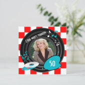 レトロの刺激を受けたでフェイクなビニールのアルバム誕生会 招待状 (スタンド正面)