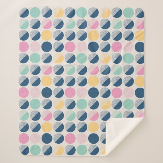 レトロの半円パターン シェルパブランケット (正面)