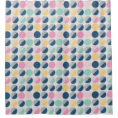 レトロの半円パターン シャワーカーテン (正面)