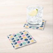 レトロの半円パターン スクエアペーパーコースター (インサイチュ)