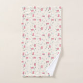 レトロの原子ピンクパターンタオルセット バスタオルセット (ハンドタオル)