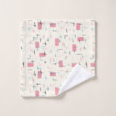 レトロの原子ピンクパターンタオルセット バスタオルセット (ウォッシュタオル)