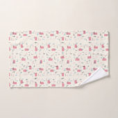 レトロの原子ピンクパターンタオルセット バスタオルセット (ハンドタオル)