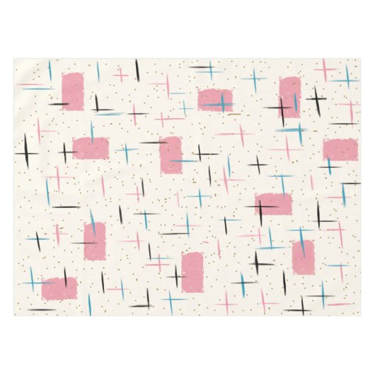 レトロの原子ピンクパターンテーブルクロス テーブルクロス (正面(横))