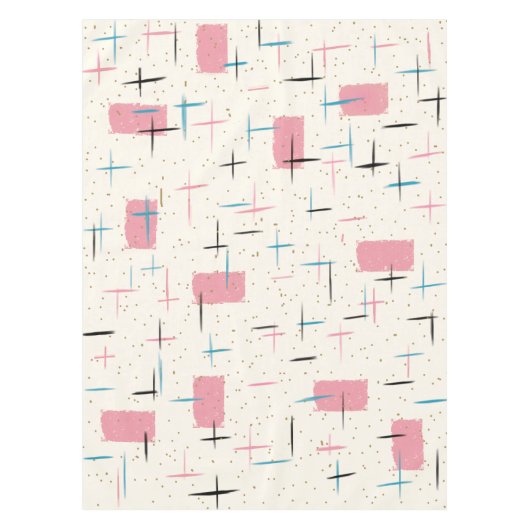 レトロの原子ピンクパターンテーブルクロス テーブルクロス (正面)