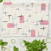 レトロの原子ピンクパターン台所タオル キッチンタオル (折り畳み)