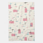 レトロの原子ピンクパターン台所タオル キッチンタオル (縦)