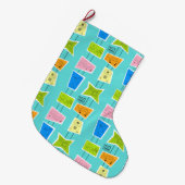 レトロの原子低俗なクリスマスのストッキング ラージクリスマスストッキング (正面 (吊り時))