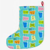 レトロの原子低俗なクリスマスのストッキング ラージクリスマスストッキング (裏面)