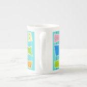 レトロの原子低俗な骨灰磁器のマグ ボーンチャイナマグカップ (裏面)