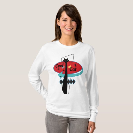 レトロの原子時代のカッコいい猫の印MCM Tシャツ (正面フル)