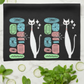 レトロの原子時代の世紀半ばのモダンのカッコいい猫 キッチンタオル (折り畳み)