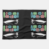 レトロの原子時代の世紀半ばのモダンのカッコいい猫 キッチンタオル (横)