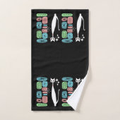 レトロの原子時代の世紀半ばのモダンのカッコいい猫 バスタオルセット (ハンドタオル)