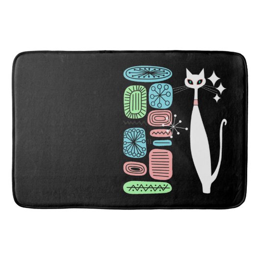 レトロの原子時代の世紀半ばのモダンのカッコいい猫 バスマット (正面)