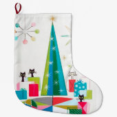 レトロの原子時代の世紀半ばのモダンのクリスマス ラージクリスマスストッキング (正面)