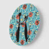 レトロの原子時代の世紀半ばのモダンMCMクールな猫4 ラージ壁時計 (傾斜)